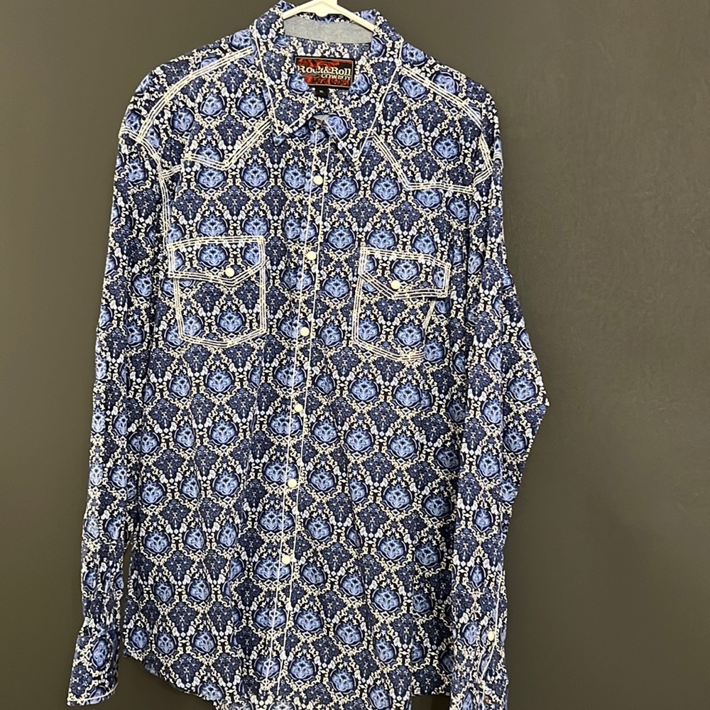 Rock & Roll Cowboy XL Blues and white.